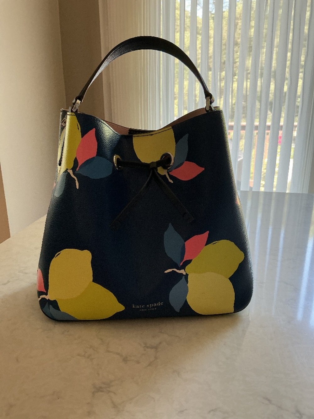 kate spade Navy Floral Lemon Print Satchel